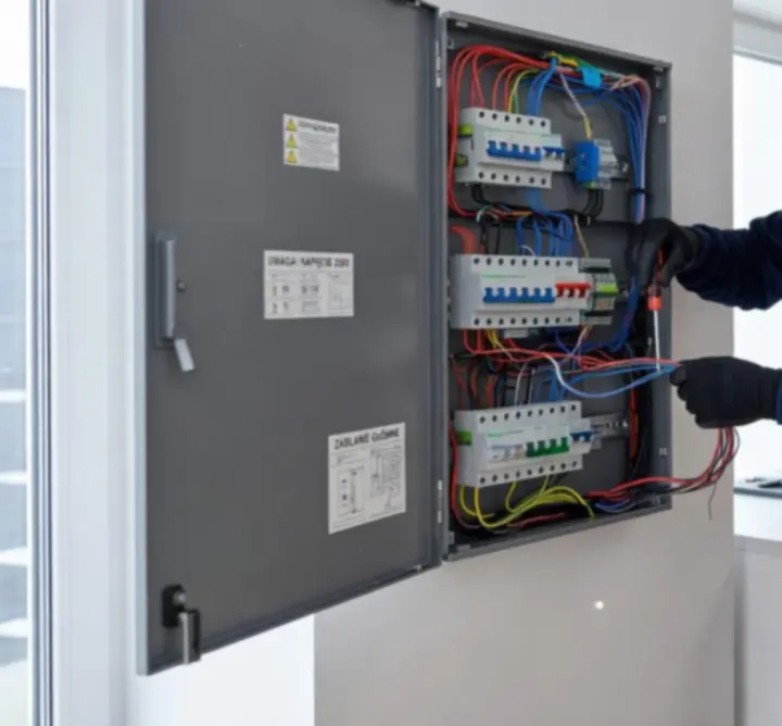 Elektryk HAL-WEK wykonujący precyzyjną instalację elektryczną