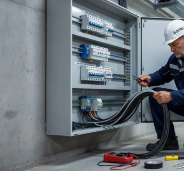 Nowoczesna instalacja elektryczna w obiekcie komercyjnym, biurze lub hali