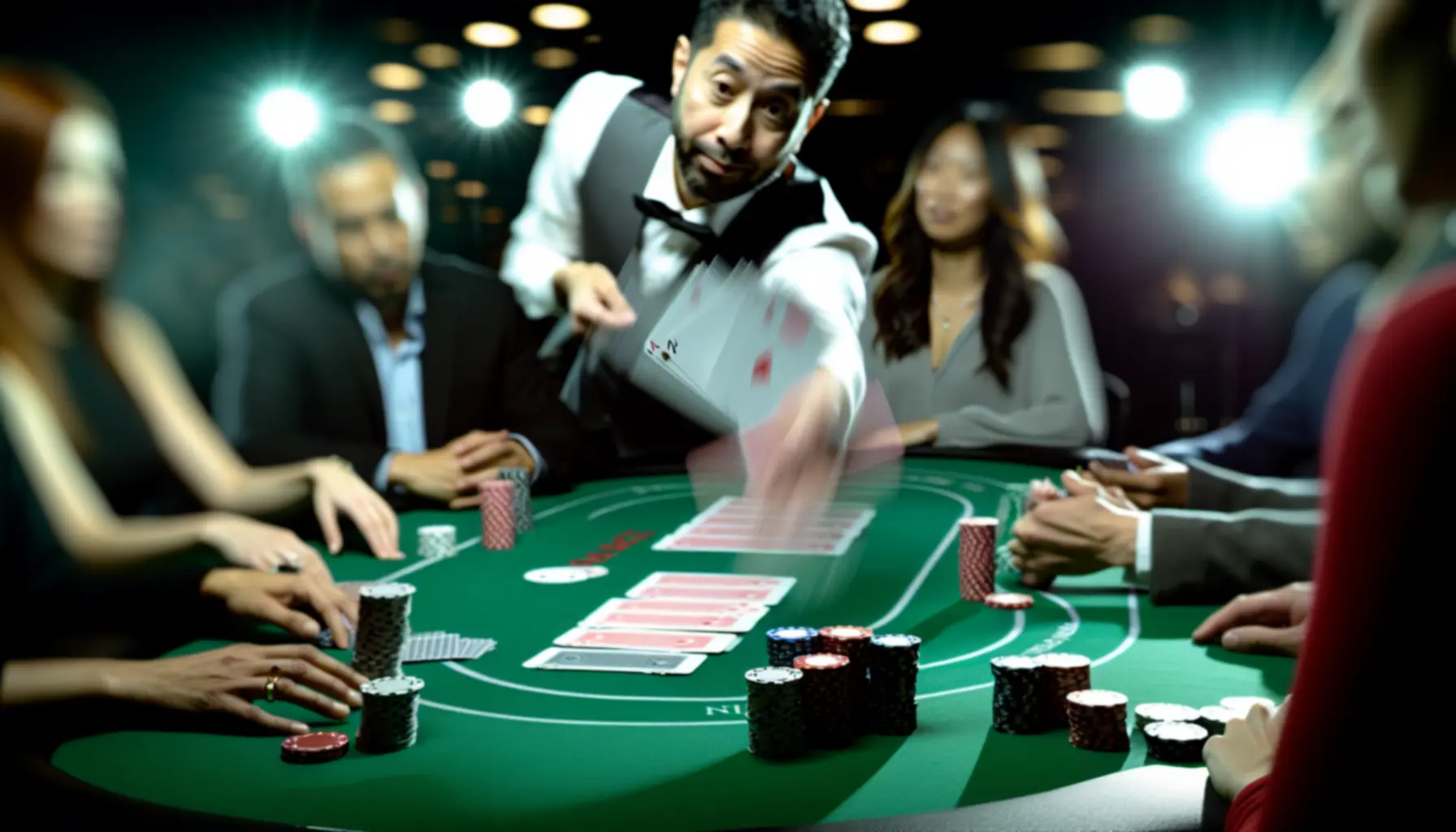 High-end casino poker table prepared for tournament players